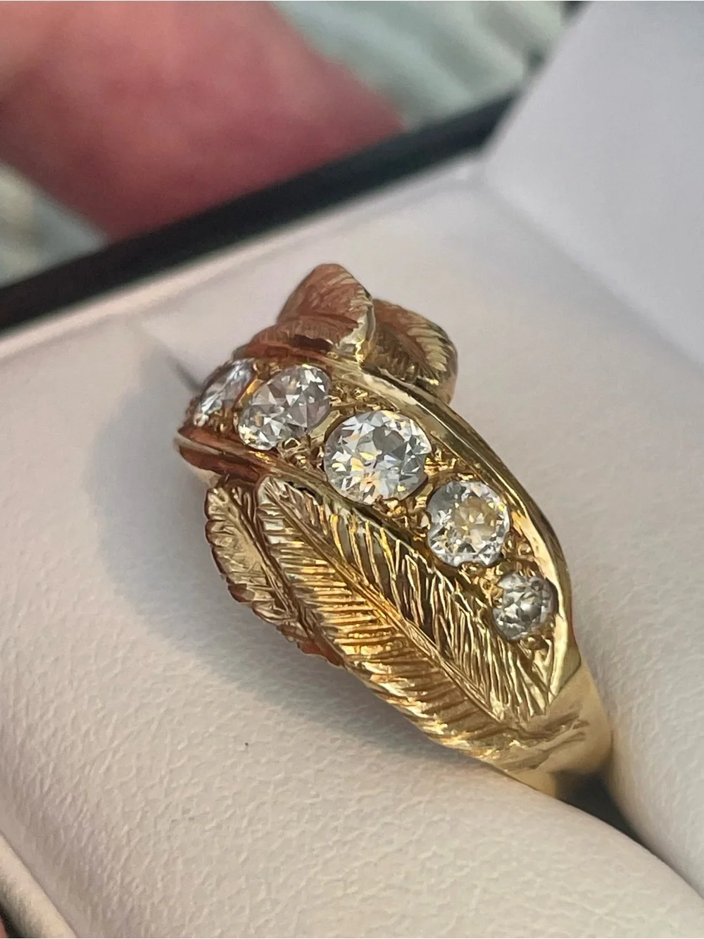 CUSTOM Vintage Solid 14k Yellow Gold .80 CT Mine Cut Genuine Diamond Ring OAK